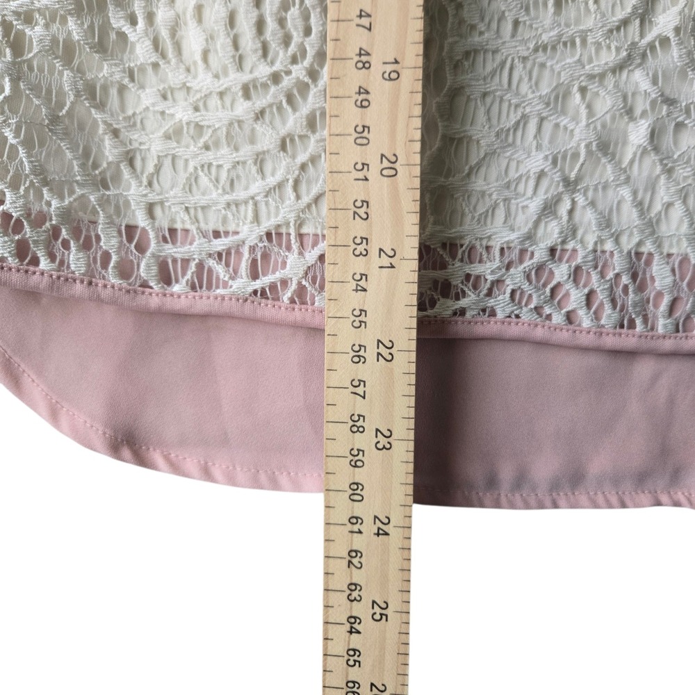 The Limited Ivory Swirl Lace Sleeveless Blouse Pink Chiffon Hem Small - Picture 6 of 8